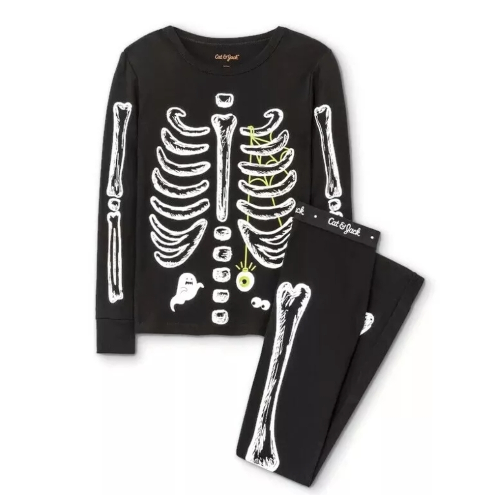 Halloween Boy's Costume Skeleton Glow-in-the-Dark Pajama Set Size 8